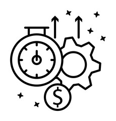 Gear dollar timer icon illustration on transparent background