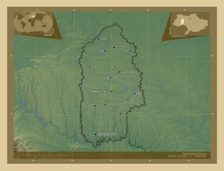 Khmel'nyts'kyy, Ukraine. Physical. Labelled points of cities