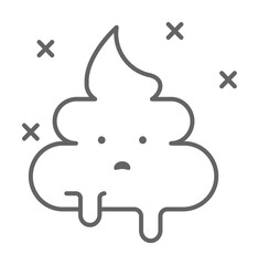 Poop, sad, nasty outline icon illustration on transparent background