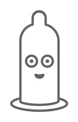 Condom, happy, nasty outline icon illustration on transparent background