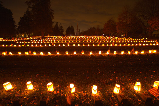 Illuminated lanterns at the anniversary celebration of Lincoln's Gettysburg address, November 19th, 1863; Gettysburg, Pennsylvania, United States of America