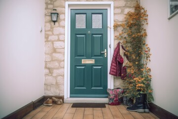 Fototapeta na wymiar Typical Family Home Door Picture. Photo generative AI