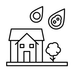 House, meteorite icon illustration on transparent background