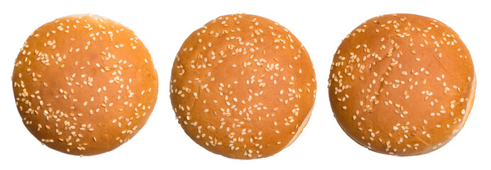 Set of burger bun isolated on transparent background. View from above