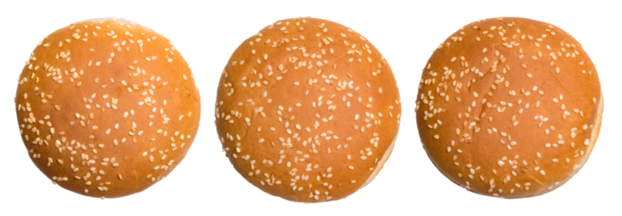 Set of burger bun isolated on transparent background. View from above