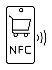 Phone, nfc, shopping cart icon illustration on transparent background