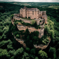 Obraz premium Perched French Castle in Beynac Style - generative ai