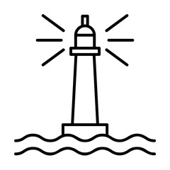 Lighthouse, pirate icon illustration on transparent background