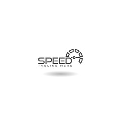 Fast acceleration odometer logo icon with shadow