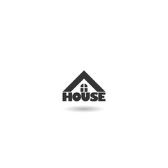House roof logo icon with shadow