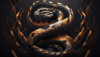 Snake animal abstract wallpaper. Contrast background Serpent in vivid colors generative ai