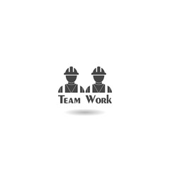 Team work logo icon with shadow