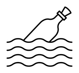 Sea, bottle, pirate icon illustration on transparent background