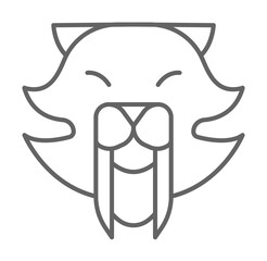 Prehistoric saber toothed icon illustration on transparent background