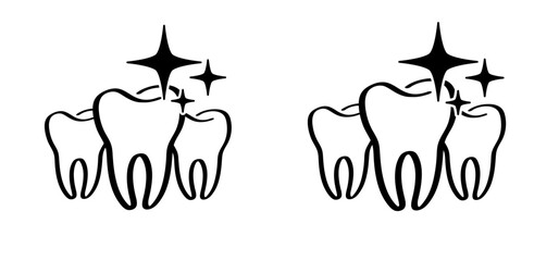 For brush day or dental day, dentists day. Cartoon tooth with gums and toothbrush, Molar logo. Damage teeth brush or tooth brush with caries. Mouth hygiene symbol. 