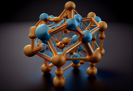 Triacetyluridine molecule. Prodrug of uridine. 3D rendering. Generative AI