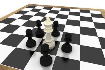 Black pawns surrounding white king