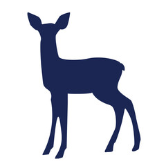 the figure of a young deer is blue on a white background