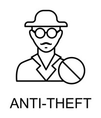 anti theft outline icon illustration on transparent background