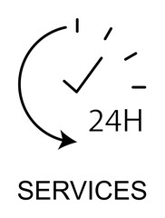 services 24 hour outline icon illustration on transparent background