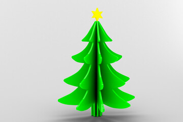 Green Christmas decoration over white background