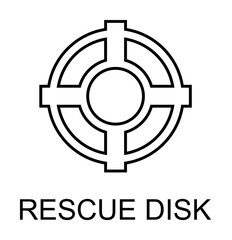 rescue disk outline icon illustration on transparent background