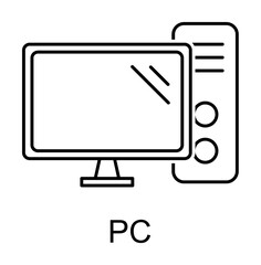 pc outline icon illustration on transparent background