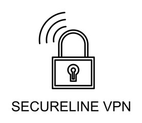 secure line vpn outline icon illustration on transparent background