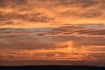 Red blue pink evening sky in summer. Beautiful sunset in the evening. Gradient sky.