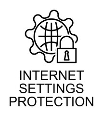 internet settings protection outline icon illustration on transparent background