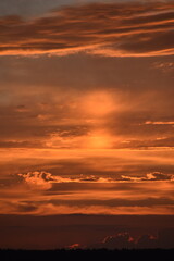 Red blue pink evening sky in summer. Beautiful sunset in the evening. Gradient sky.