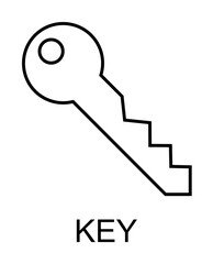 key outline icon illustration on transparent background