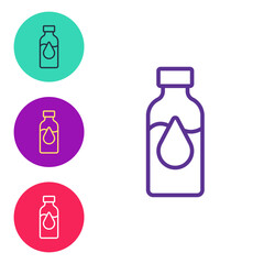 Set line Oil petrol test tube icon isolated on white background. Cmemistry flask and falling drop. Set icons colorful. Vector