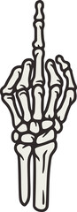 Skeleton hand gesture for halloween design. Hand bones vector or graphic element, fuck you symbol for tattoo.