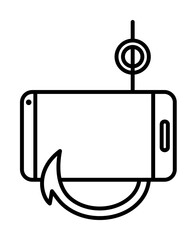 Smartphone, hook, fraudulent icon illustration on transparent background