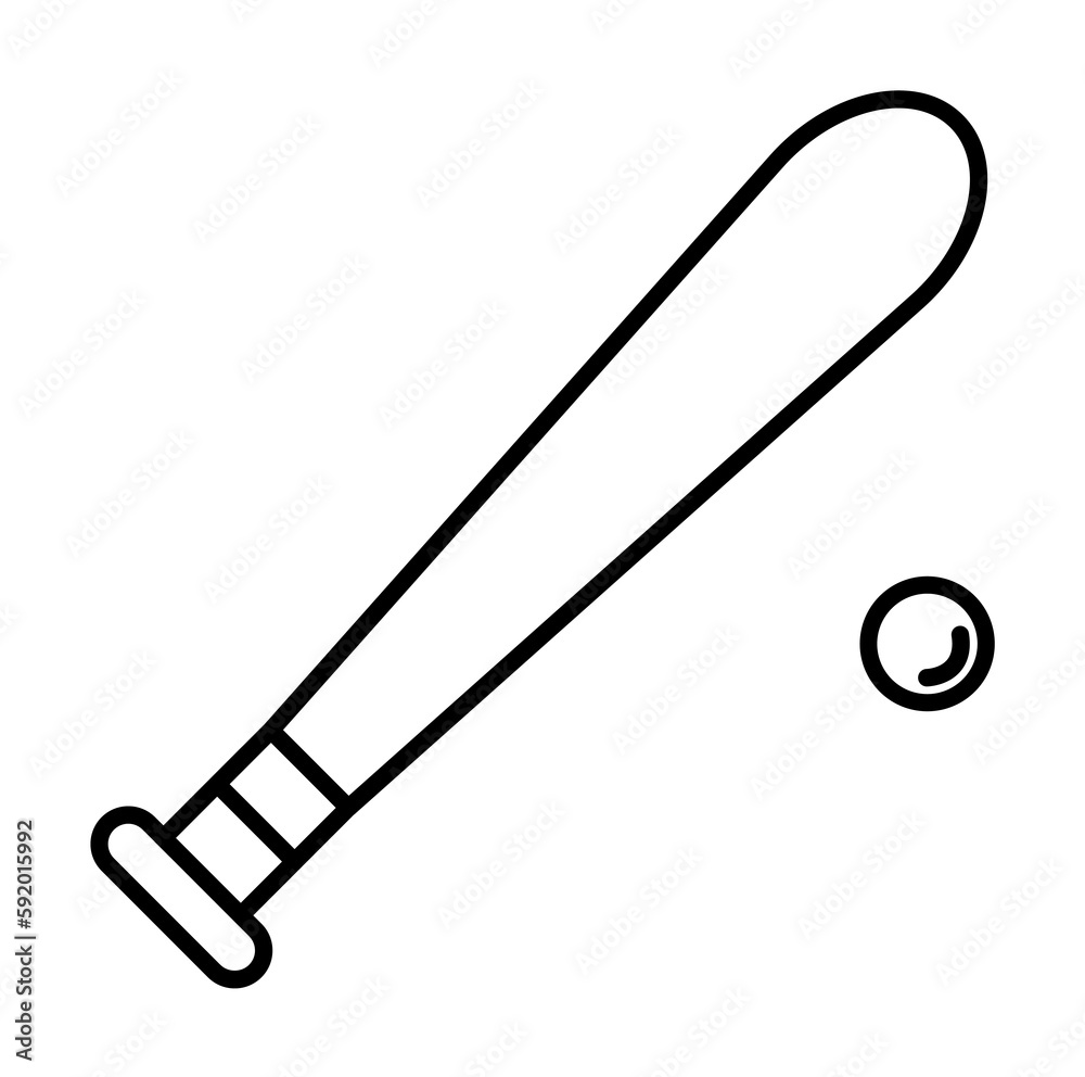 Poster baseball bat outline icon illustration on transparent background