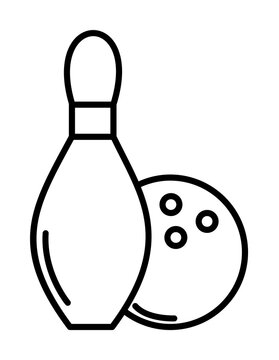 bowling and bowling ball outline icon illustration on transparent background