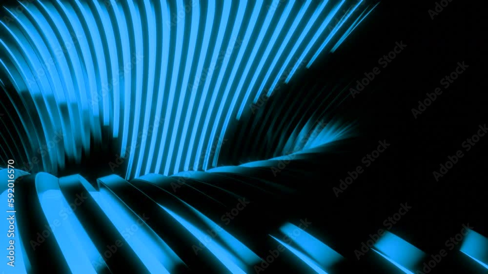 Poster 3d animation with moving stream of lines into hole. design. 3d lines move in ceiling of tunnel going