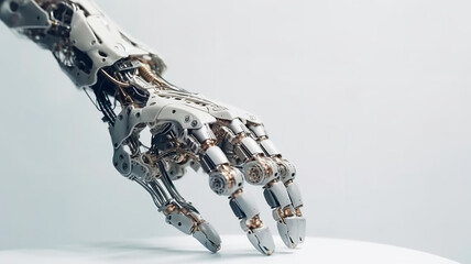 Robotic hand, artificial intelligence technology creation, generated with generative AI technology.