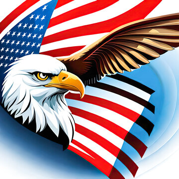 American eagle with american flag