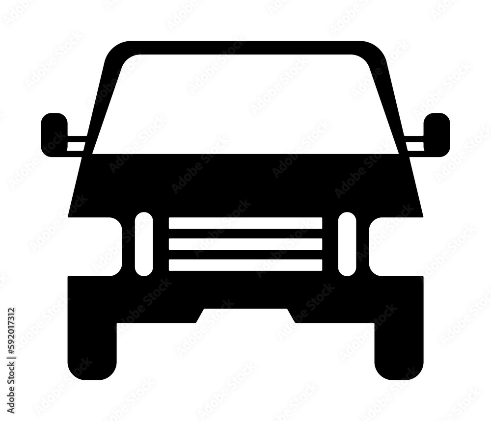 Sticker front view automobile, car icon illustration on transparent background