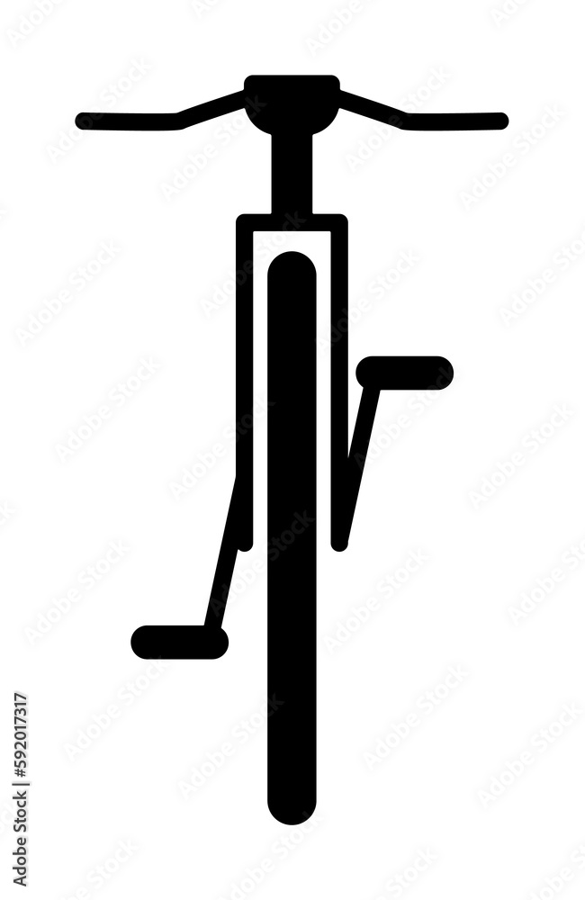 Sticker front view bicycle, transport icon illustration on transparent background