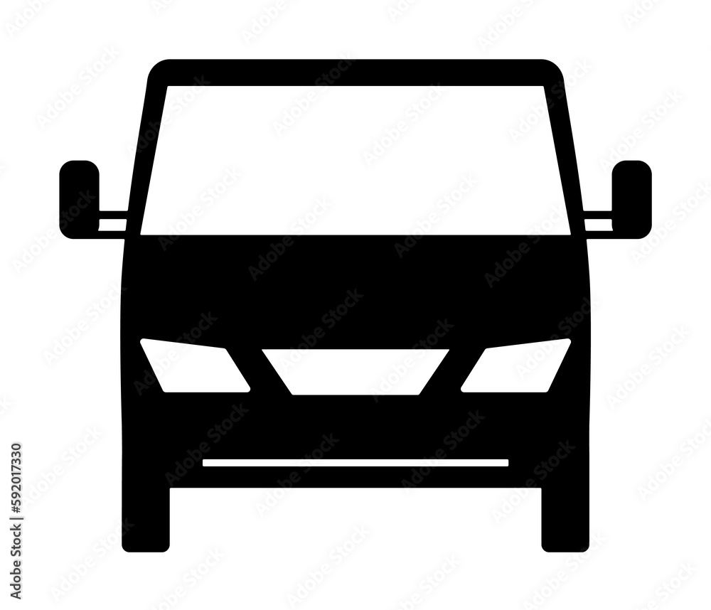 Sticker front view machine, car icon illustration on transparent background