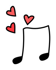 Valentine's Day, music note icon illustration on transparent background