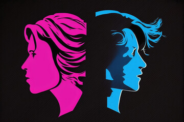 Gender Icons Blue and Pink. Generative IA