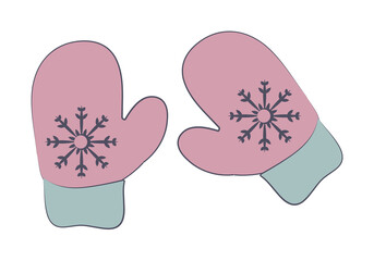 Glove, snow mitten colored icon illustration on transparent background