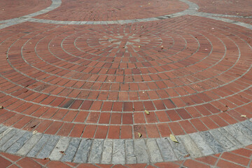 Brown and Gray Brick Circle Plaza Pattern