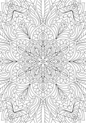 Obraz premium Decorative ornamental hand drawn detailed mandala design coloring page illustration