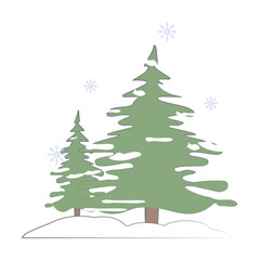Pine tree snow winter colored icon illustration on transparent background