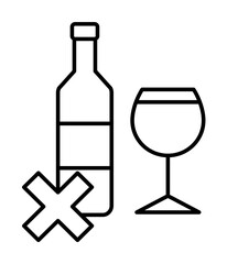 Alcohol ban icon illustration on transparent background